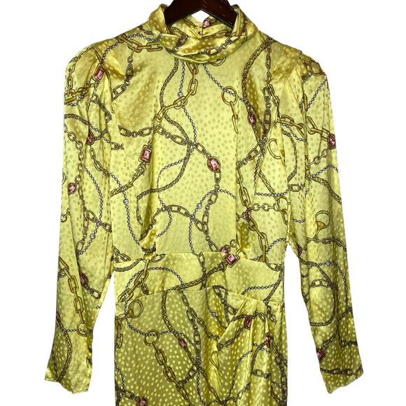 Ronny Kobo Kaira Silk Blend Midi Dress Limelight size Small - Picture 3 of 7